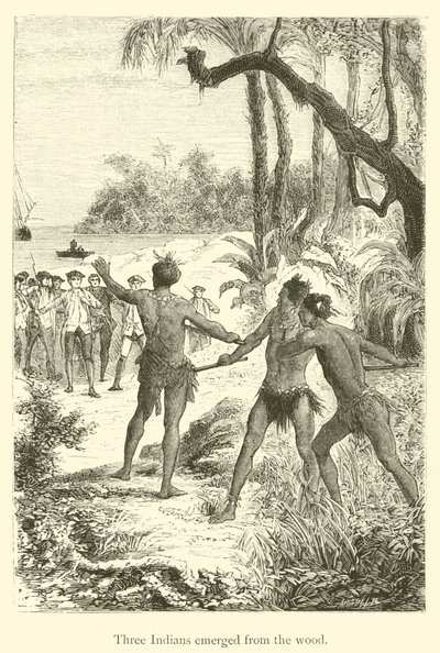 Three Indians emerged from the wood (engraving) 作者 法语学校