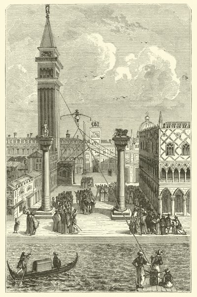 Tightrope walker at Venice (engraving) 作者 法语学校