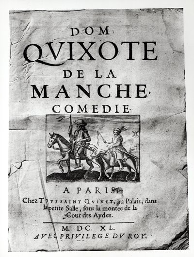 1640年，来自Guerin de Bouscal的La Mancha Comedie的Dom Quixote的标题页 作者 法语学校