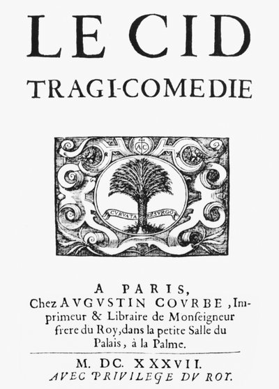 The Cid（1637）的标题页由Pierre Corneille（1606-84）出版，1637年出版 作者 法语学校