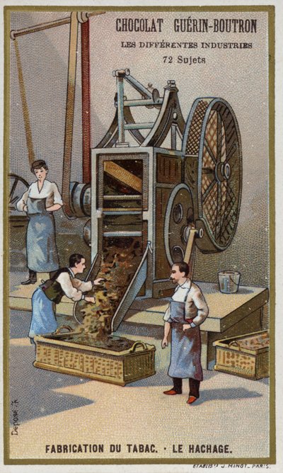 Tobacco manufacturing. Shredding leaves (chromolitho) 作者 法语学校