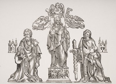 墓地装饰描绘尼古拉斯弗拉梅尔（c.1330-c.1418）和他的妻子佩内尔，在巴黎无辜公墓的装饰后，来自保罗拉克鲁瓦的Le Moyen Age et La Renaissance（1806-84） 作者 法语学校