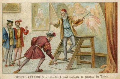 交易卡片描绘查尔斯·昆特拿起提香（chromolitho）画笔 作者 法语学校