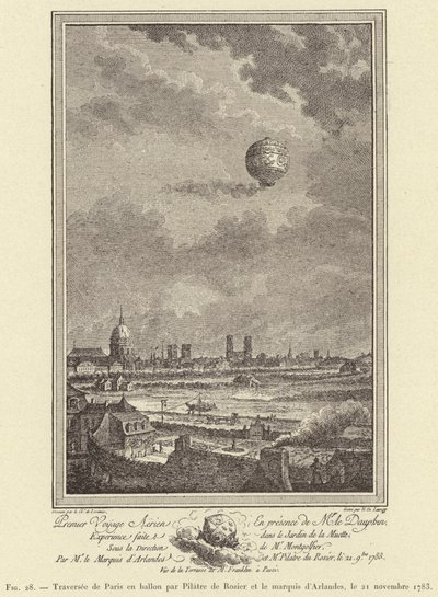 1783 年 11 月 21 日，Pilatre de Rozier 和 Marquis d