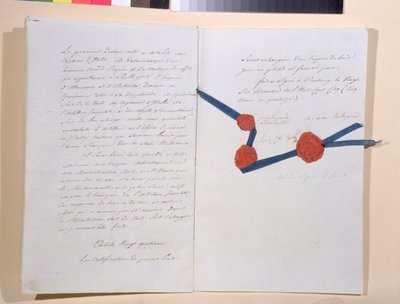 拿破仑一世（1769-1821）与弗朗茨二世皇帝（1768-1835）之间的条约，于1805年12月26日在普雷斯堡签署（纸笔墨水） 作者 法语学校