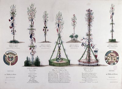1848年在巴黎种植的自由树（彩色雕刻） 作者 法语学校