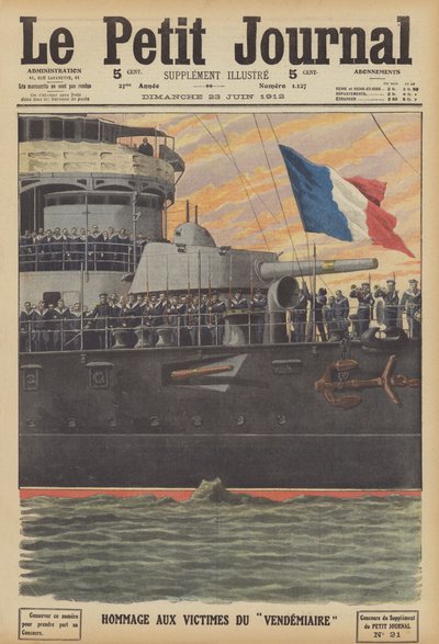 向法国潜艇 Vendemiaire 沉没遇难者致敬（彩色石版画） 作者 French School