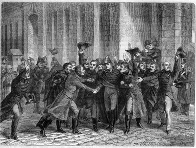 1815年1月23日，被指控与敌人保持通信联系的雷米-约瑟夫-伊西多尔-埃克塞尔曼斯（Remy Joseph Isidore Exelmans）（1775年-1852年）被凯旋宣判无罪--见阿道夫-蒂耶尔的《帝国史--领事馆史》--。 作者 法语学校