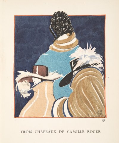 卡米尔·罗杰 (Camille Roger) 设计的三顶帽子，来自时尚盘系列 作者 法语学校