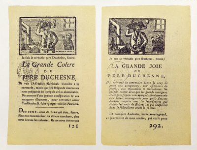 两页来自La Grande Colere，Pere Duchesne，1792年 作者 法语学校