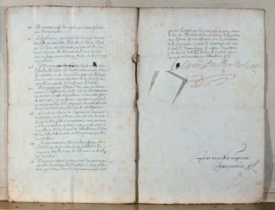 法国学院法规的两页，1635年（纸上墨水）（另见179947） 作者 法语学校
