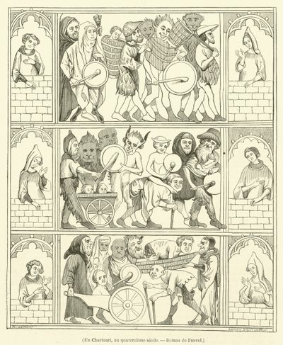 Un Charivari, au quatorzieme siecle, Roman de Fauvel（雕刻） 作者 法语学校