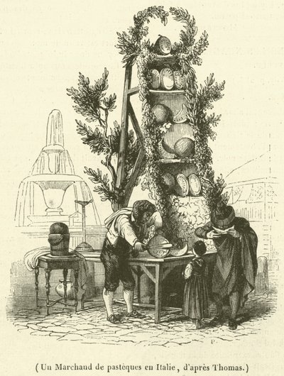 意大利的西瓜商（版画） 作者 法语学校