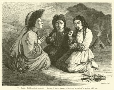 蒙古喀尔喀人的家庭（雕刻）。 作者 法语学校