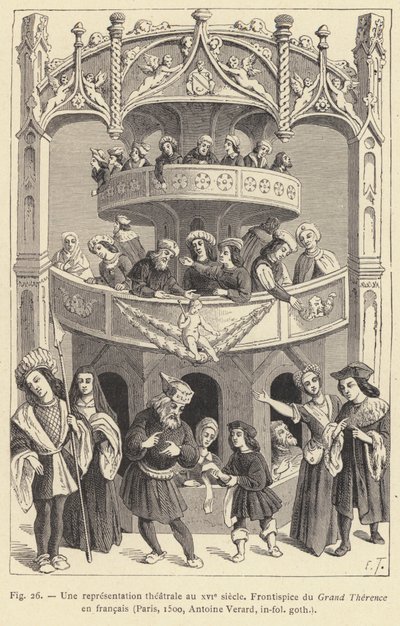 Une representation theatrale au XVIe siecle (engraving) 作者 法语学校