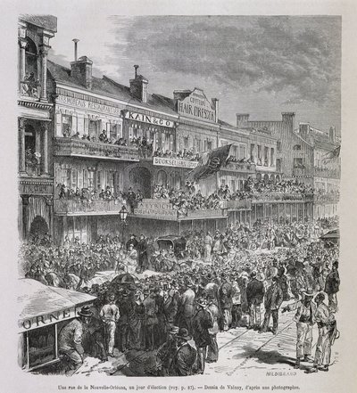 Une rue de la Nouvelle Orleans 1875 年选举日 - 在“Le Tour du Monde”中，第二节。 1876年 作者 法语学校