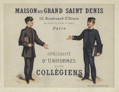 法国Collegiens制服，Maison du Grand Saint Dennis的广告 作者 法语学校
