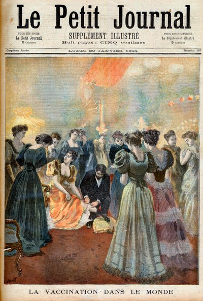天花流行期间的晚间招待会上的疫苗接种，摘自《小报》，1894年1月29日 作者 法语学校
