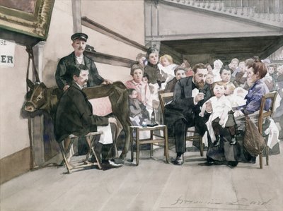 巴黎Institut de la Vaccine的婴儿疫苗接种，c.1900（纸上写着） 作者 法语学校
