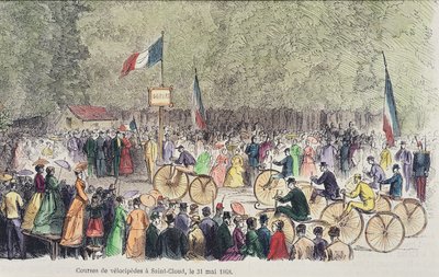1808年5月31日在圣云的Velocipede比赛（彩色雕刻） 作者 法语学校