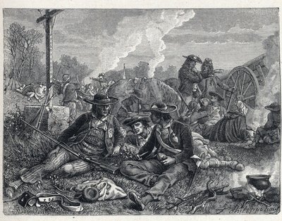 旺地战争（1793-1796）：旺地叛乱者的营地。 作者 法语学校