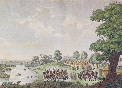 Joal，商业港的看法在正弦国，塞内加尔，c.1810 作者 法语学校