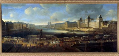 从卢浮宫海岸看巴黎的景色取自 17 世纪法国画派的 Pont Neuf 画作 作者 法语学校