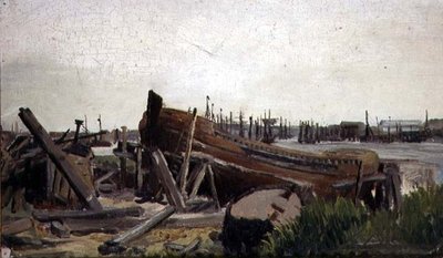 船厂景观，约1860年（布面油画 作者 法语学校