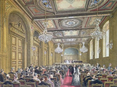 一场音乐会的看法在Salle Herz的在Rue de la Victoire，巴黎，c.1870-80 作者 法语学校