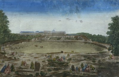 从部分deau des Suisses，凡尔赛，法国看见的大别墅和Orangerie的看法 作者 法语学校