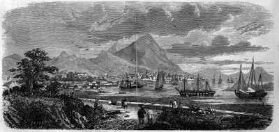 View of the City of Hong Kong (Hong Kong) (Canton Bay Island) in 1857. Engraving in “” Le Monde Illustré”” n°29 of 31 October 1857. 作者 法语学校