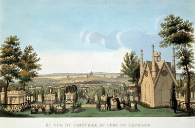 View of the Pere Lachaise cemetery in Paris. Anonymous 19th century lithograph. Private collection 作者 法语学校