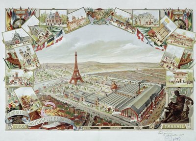 View of the Universal Exhibition with the different pavilions and the Eiffel Tower 作者 法语学校