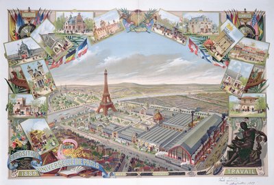 1889年世界博览会与不同的展馆和艾菲尔铁塔的视图 作者 法语学校