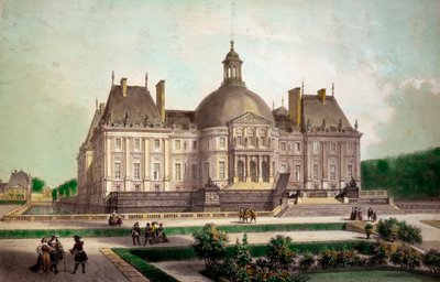 位于Maincy（塞纳-马恩省）的Vaux le Visomte（沃-勒-维孔特）城堡的景色，大约建于1658年。19世纪的版画作品 私人收藏 作者 法语学校
