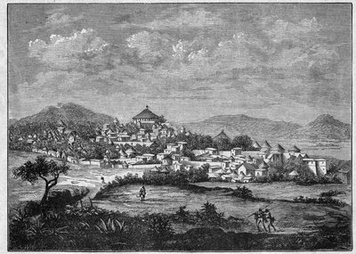 埃塞俄比亚老虎区首府阿杜阿市的景色。雕刻于1896年的《L