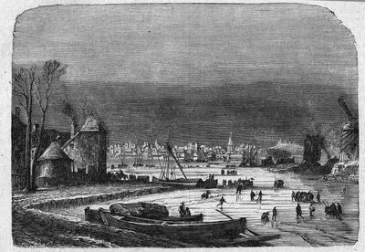 荷兰海牙市景，19世纪末。刻于1895年12月5日的 "La Gazette du dimanche"。 作者 法语学校