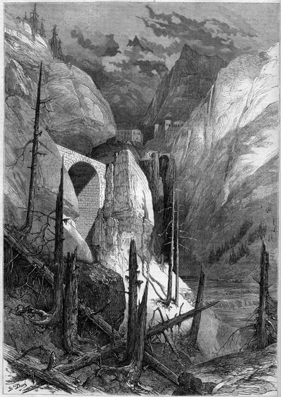 View of the defile and the fort of Finstermunz (1471). Tyrol, Switzerland 作者 法语学校