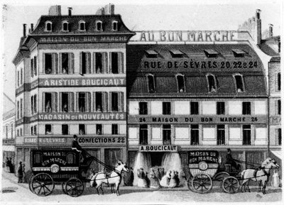 BonMarché商店的外部视图，ruedeSèvres，巴黎，c.1869 作者 法语学校