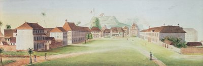 在卡宴，法属圭亚那，c的步兵营房的视图。 1840年（纸上wc） 作者 法语学校