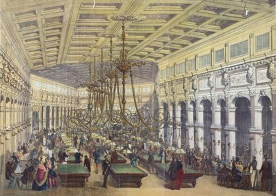 1855年由Thibault雕刻的Grand Cafe Parisien，巴黎内部的视图 作者 法语学校