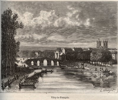 马恩省的Vitry-le-Francois（维特里-勒-弗朗索瓦）部门--V.A. Malt-Brown的《La France illustree：地理、历史、统计管理》中的雕刻。1884 作者 法语学校