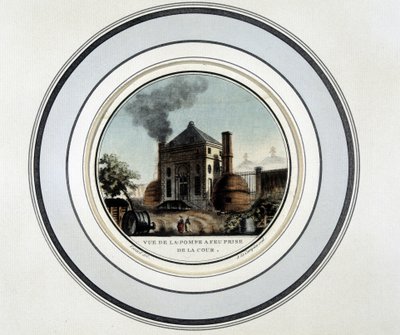 Vue de la Pompe a Feu prise de la cour - lithography in “” Picturesque views of the main buildings of paris”” by Sergeant 作者 法语学校