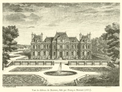 弗朗索瓦·曼萨尔 (Francois Mansart) 建造的梅松城堡 (Chateau de Maisons) 的景色 作者 法语学校