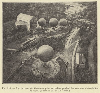 1900 年充气竞赛期间 Vincennes 公园的气球景观 作者 法语学校