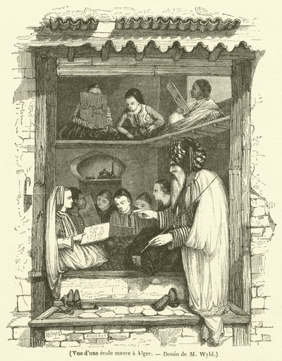 阿尔及尔的摩尔人学校景观（雕版画 作者 法语学校