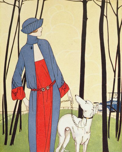 遛狗》，选自《Art-Goût-Beauté》，1921 年 4 月（印刷品） 作者 法语学校