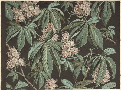 与栗子分支（细节）ca.的墙纸设计。 1810年，由Josef Dufour（1752-1827），巴黎制造， 作者 法语学校