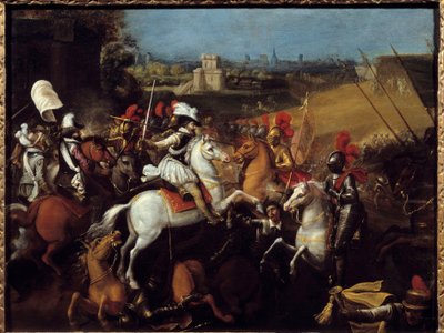 宗教战争：“”亨利四世国王（1533-1610）在 9 月 21 日的阿尔克战役中 作者 French School