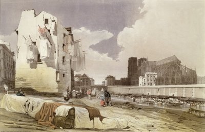 Washerwomen在Quai Montebello的Lavoirs，1840 作者 法语学校